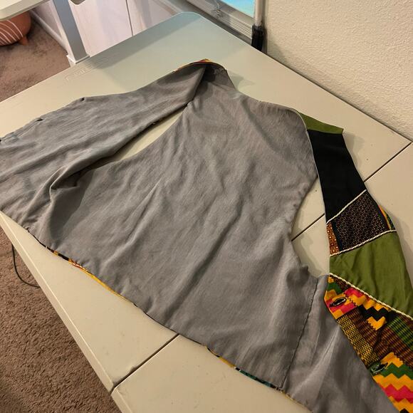 Handmade Boho Indie Vintage Patchwork Single Button Fitted Vest Size XS/Small - Picture 7 of 11